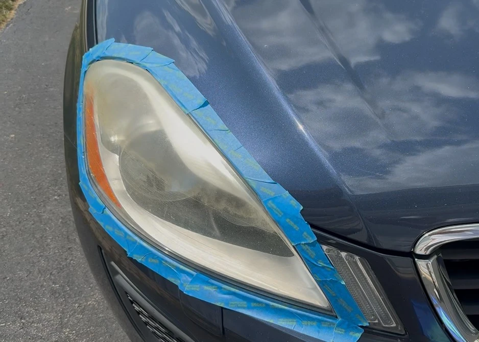 Before: cloudy lens with heavy surface pitting